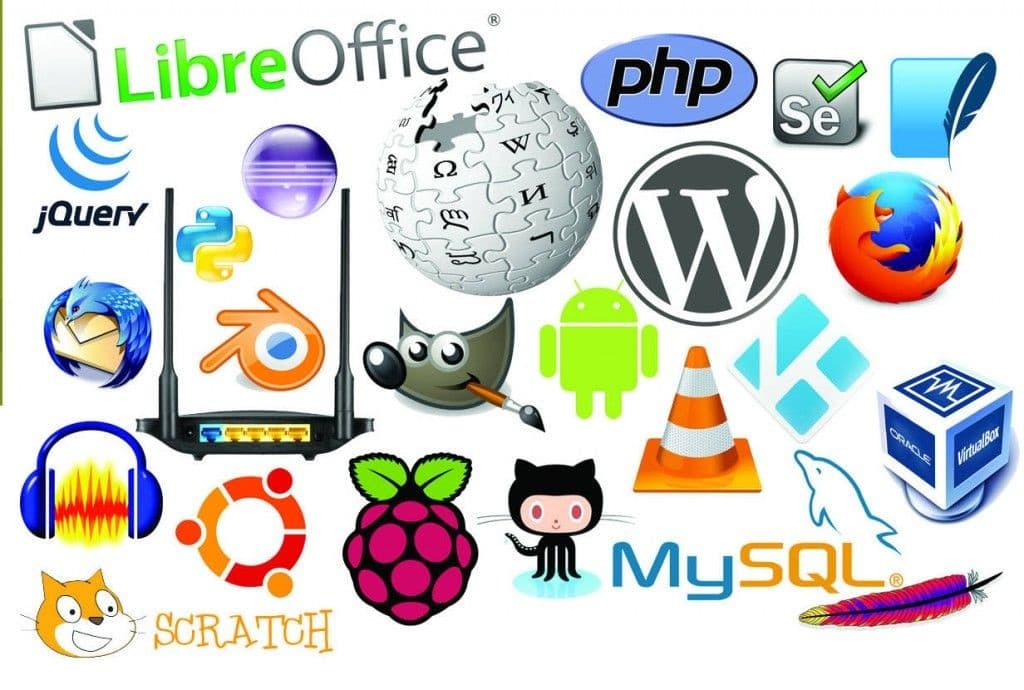 Logos of well-known open-source projects
